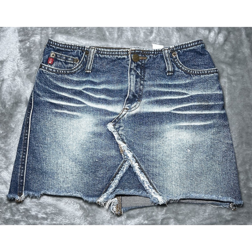 MUDD Women Size 3 Low Rise Faded Distressed Jean Mini Micro Skirt